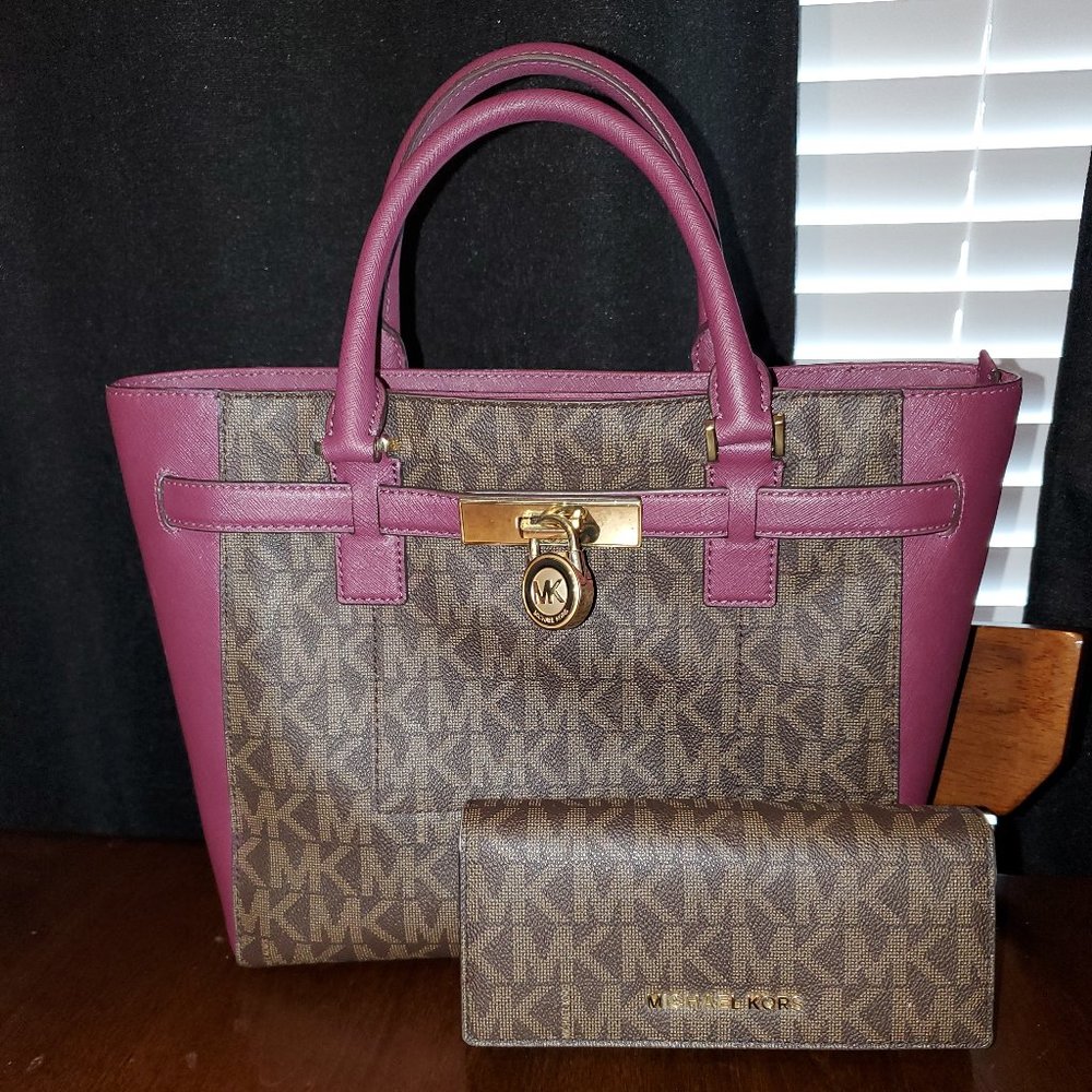 Michael Kors Lock Key Leather Satchel Bag & Leather Wallet